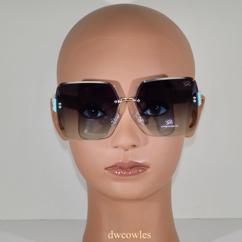 Women's GLO Rimless Diamond Edge Cut Lens Fashion Sunglasses